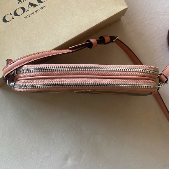 Coach Camo Print Khaki/Silver Crossbody Pouch - Picture 2 of 5